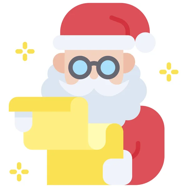 Santa Claus Reading Gift List Icon Xmas Related Vector Illustration — Stock Vector