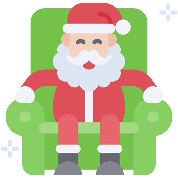 Santa Claus Sentado Icono Del Sofá Ilustración Vectorial Relacionada Con — Vector de stock