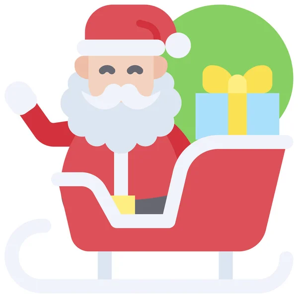 Święty Mikołaj Sankach Ikona Boże Narodzenie Związane Wektor Ilustracja — Wektor stockowy