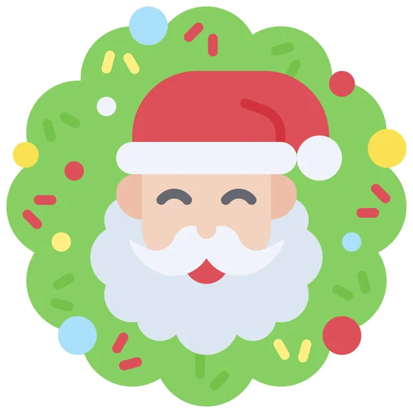 Kranz Mit Weihnachtsmann Symbol Weihnachtliche Vektorillustration — Stockvektor
