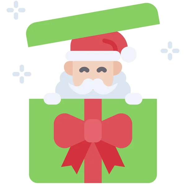 Weihnachtsmann Geschenkkarton Ikone Xmas Bezogene Vektorillustration — Stockvektor