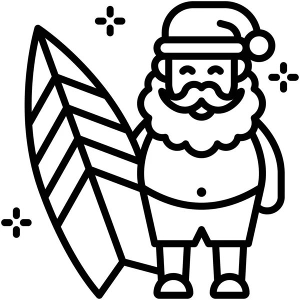 Santa Claus Con Icono Tabla Surf Ilustración Vectorial Relacionada Con — Vector de stock