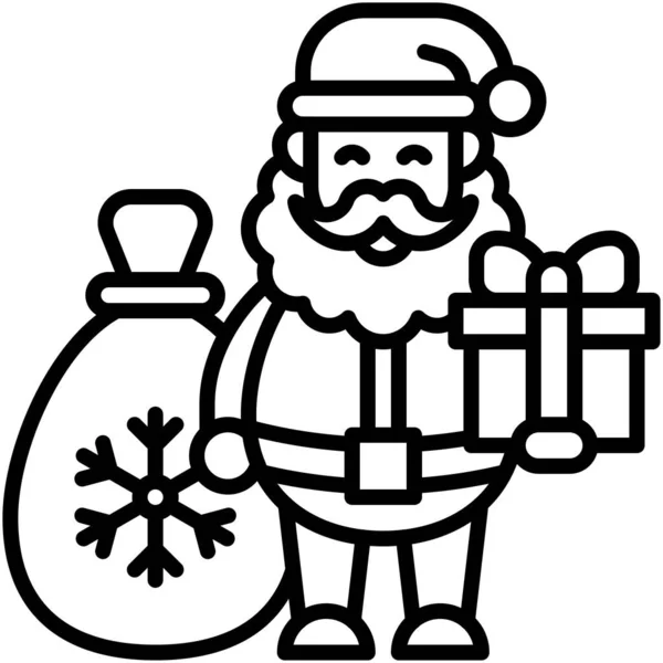 Weihnachtsmann Mit Geschenk Ikone Vektor Illustration Weihnachten — Stockvektor