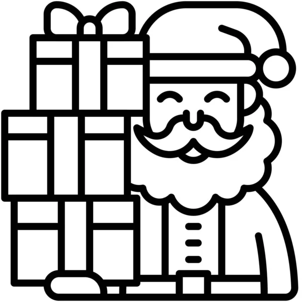 Weihnachtsmann Mit Geschenk Box Symbol Xmas Bezogene Vektorillustration — Stockvektor