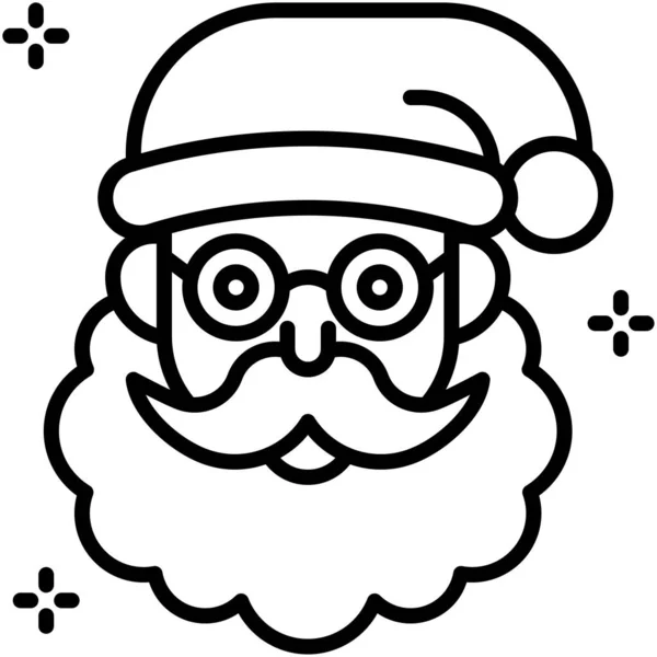 Weihnachtsmann Mit Brille Ikone Xmas Bezogene Vektorillustration — Stockvektor