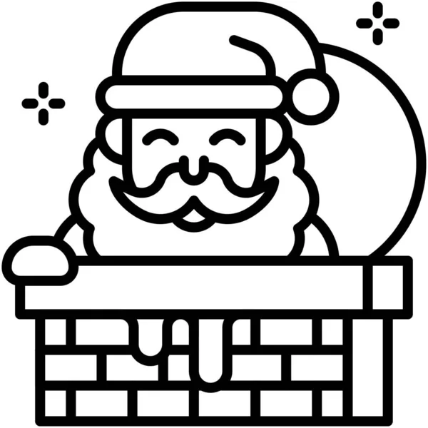 Père Noël Dans Icône Cheminée Illustration Vectorielle Liée Noël — Image vectorielle