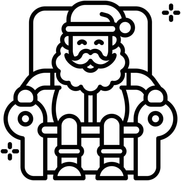Père Noël Assis Sur Icône Canapé Illustration Vectorielle Liée Noël — Image vectorielle