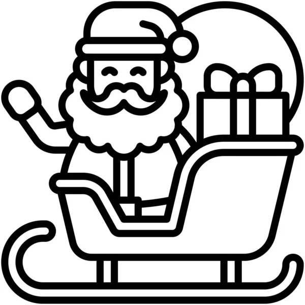 Weihnachtsmann Schlitten Ikone Weihnachtliche Vektorillustration — Stockvektor
