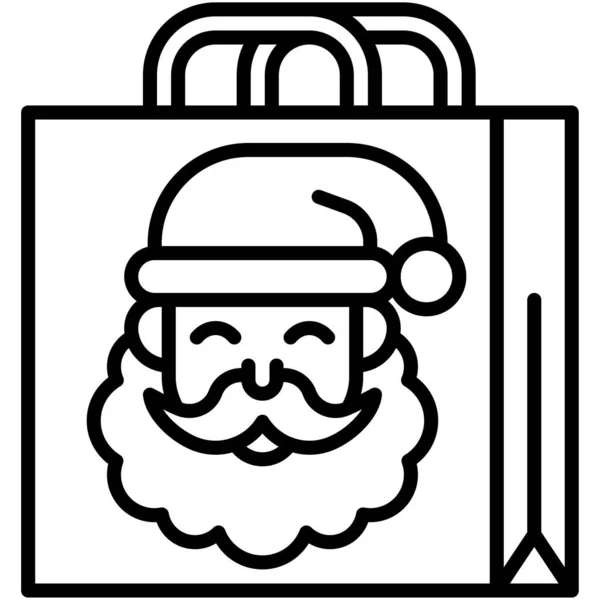 Tasche Mit Weihnachtsmann Symbol Weihnachtsbezogene Vektorillustration — Stockvektor