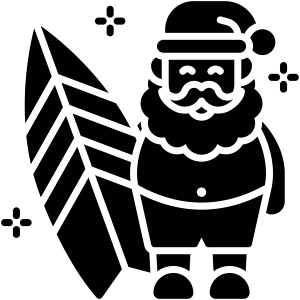 Père Noël Avec Icône Planche Surf Illustration Vectorielle Liée Noël — Image vectorielle