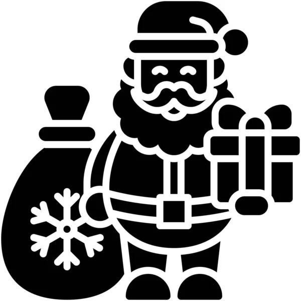 Weihnachtsmann Mit Geschenk Ikone Vektor Illustration Weihnachten — Stockvektor