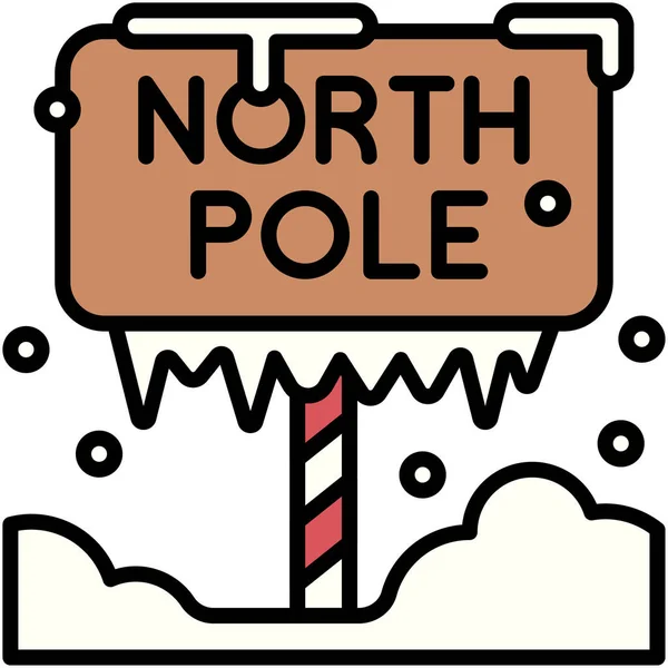 North Pole Sign Icon Xmas Related Vector Illustration — Stock Vector