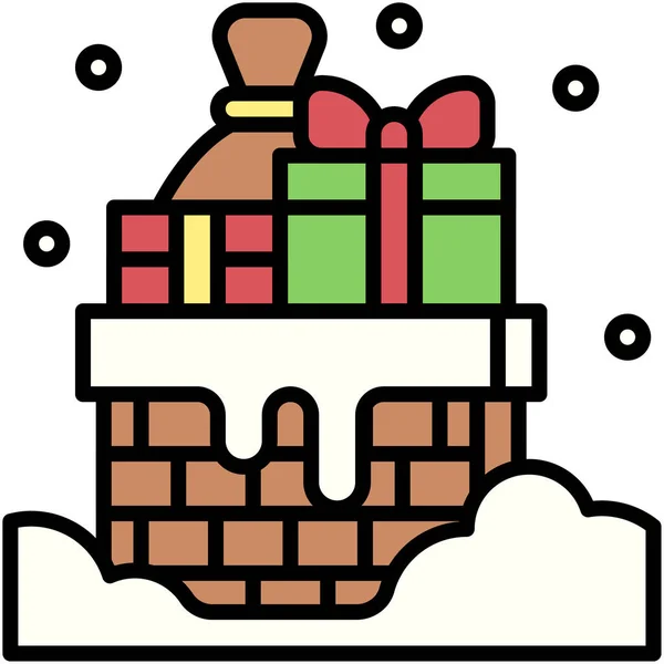 Icône Boîtes Cadeaux Illustration Vectorielle Liée Noël — Image vectorielle