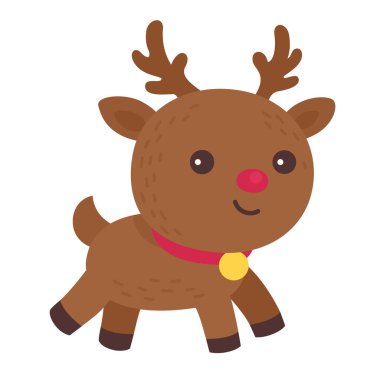 Ren geyiği simgesi, Noel karalama tarzı vektör çizimi