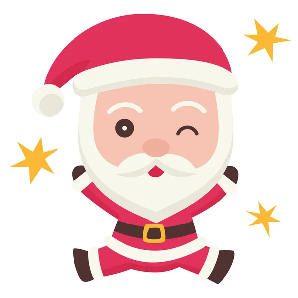 Weihnachtsmann Springt Ikone Weihnachtskritzelstil Vektor Illustration — Stockvektor