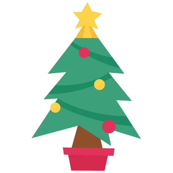 Kerstboom Pictogram Kerst Doodle Stijl Vector Illustratie — Stockvector