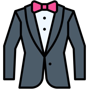 Takım elbise simgesi, Yeni Yıl Gerçekleştirilmiş Vektör İllüstrasyonu