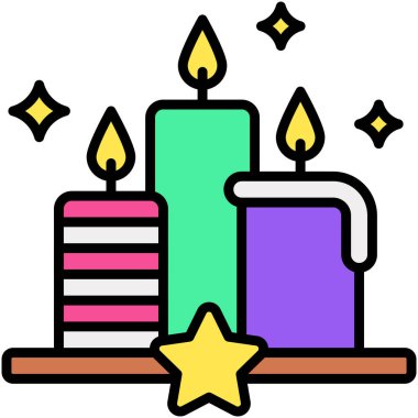 Mumlar simgesi, Yeni Yıl Gerçekleştirilmiş Vektör İllüstrasyonu