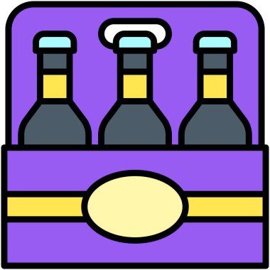 Bira paketleri simgesi, yeni yıl gerçekleştirilmiş vektör illüstrasyonu