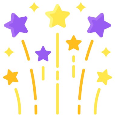 Havai fişek simgesi, Yeni Yıl Gerçekleştirilmiş Vektör İllüstrasyonu