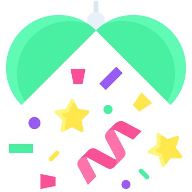 Confettt top simgesi, yeni yıl gerçekleştirilmiş vektör illüstrasyonu