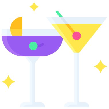 Kokteyl simgesi, Yeni Yıl Gerçekleştirilmiş Vektör İllüstrasyonu