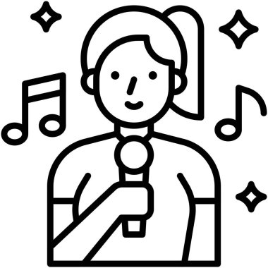 Kadın şarkıcı simgesi, Yeni Yıl Gerçekleştirilmiş Vektör İllüstrasyonu