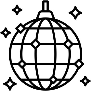 Disko topu simgesi, yeni yıl gerçekleştirilmiş vektör illüstrasyonu