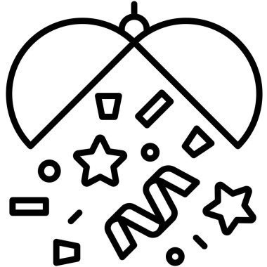 Confettt top simgesi, yeni yıl gerçekleştirilmiş vektör illüstrasyonu