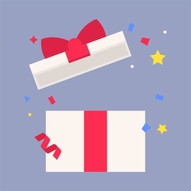 Düz dizaynlı renkli boş hediye kutusu afiş olarak kullanılacak, reklam için poster