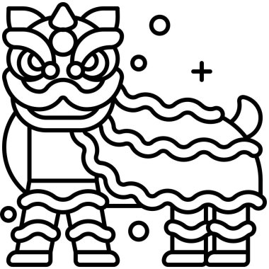 Dancer with lion dance icon, Lion dance related vector illustration