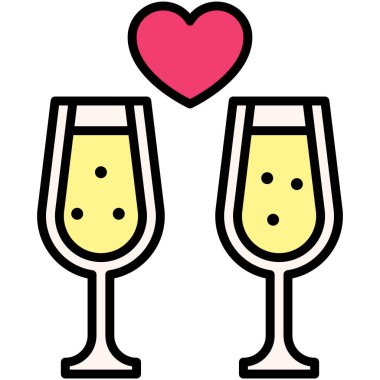 champagne glasses icon, Valentines day related vector illustration