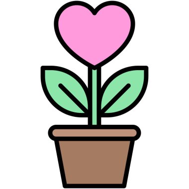 Flowerpot icon, Valentines day related vector illustration