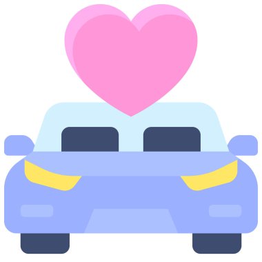 Car with heart icon, Valentines day related vector illustration