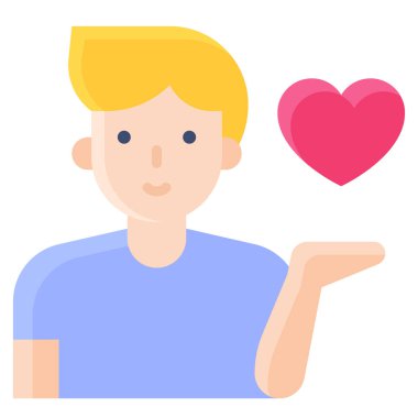 Man with heart icon, Valentines day related vector illustration
