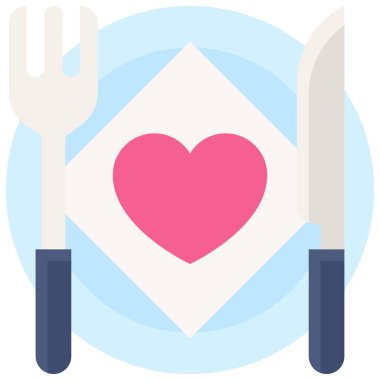 Dish fork and knife icon, Valentines day related vector illustration