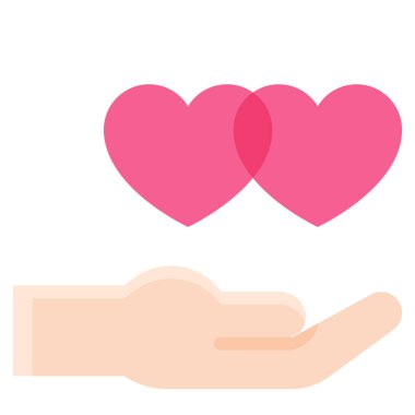 Hand with double heart icon, Valentines day related vector illustration