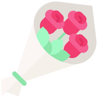 Rose bouquet icon, Valentines day related vector illustration