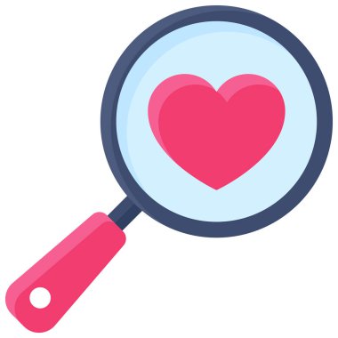 Magnifying glass icon, Valentines day related vector illustration