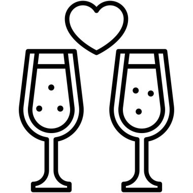 champagne glasses icon, Valentines day related vector illustration