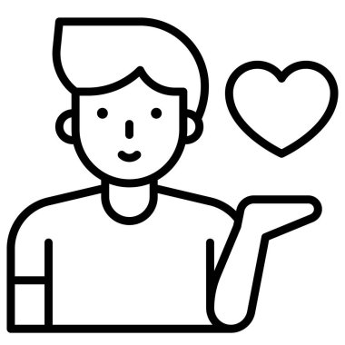 Man with heart icon, Valentines day related vector illustration