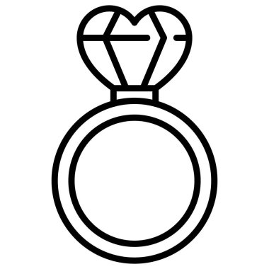Diamon ring icon, Love and heart vector illustration