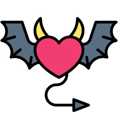 Devil heart icon, Love and heart vector illustration