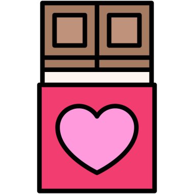 Chocloate bar icon, Love and heart vector illustration