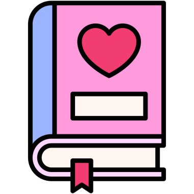 Romance book icon, Love and heart vector illustration