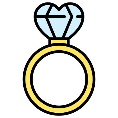 Diamon ring icon, Love and heart vector illustration