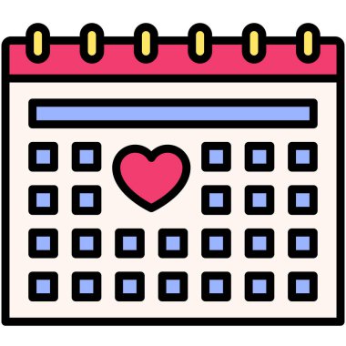 Calendar icon, Love and heart vector illustration