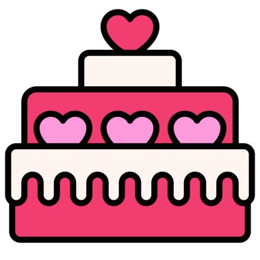 Cake icon, Love and heart vector illustration