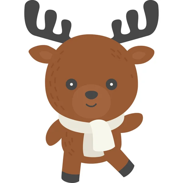 Moose Φορώντας Κασκόλ Χειμώνας Ζώων Doodle Διανυσματική Απεικόνιση — Διανυσματικό Αρχείο