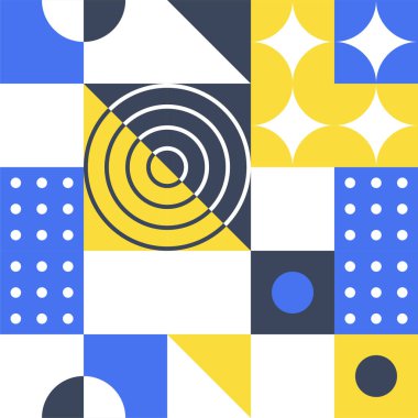 Arka plan, poster, arkaplan, Bauhaus veya İskandinav tarzında pankart kapağı olarak kullanmak için modern soyut geometrik dikişsiz desen